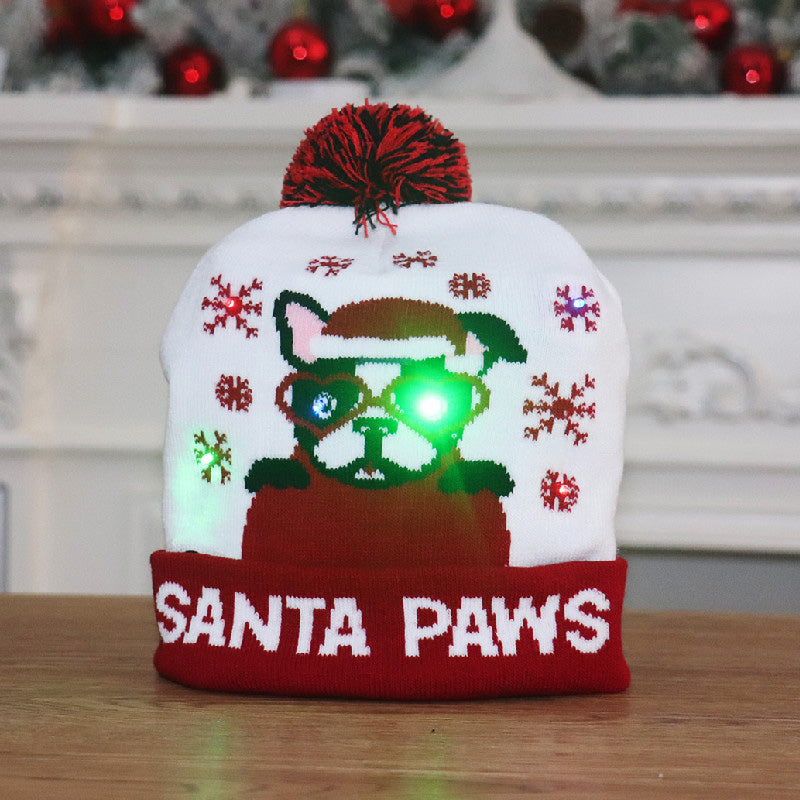Colorful luminous knitted Christmas hat