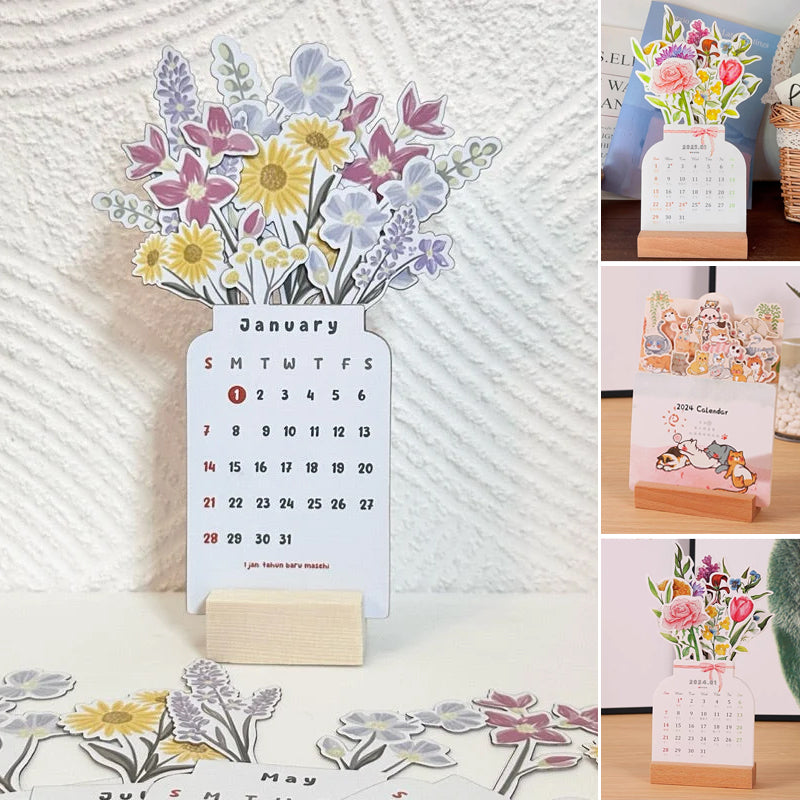 2024 Bloomy Flowers Desk Calendar whimsyard